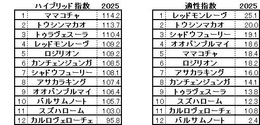 2025　京王杯ＳＣ　HB指数